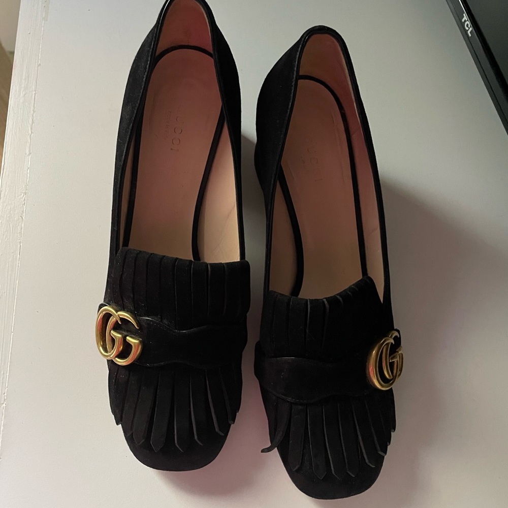 Gucci Marmont Fringe Suede Loafer